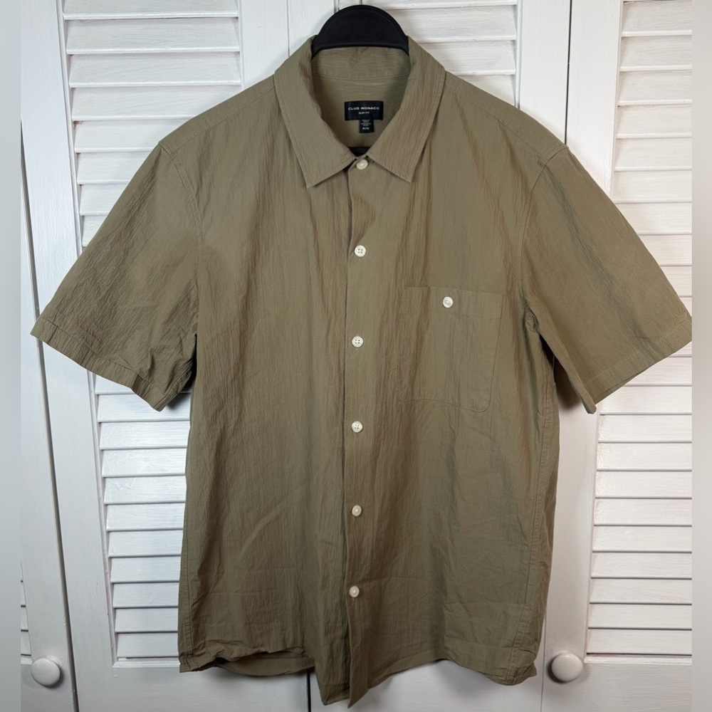 Club Monaco Khaki Short Sleeve Shirt